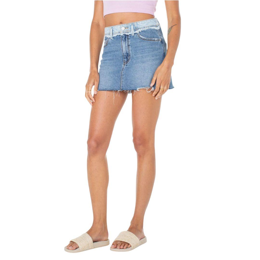 Roxy Sereia Distressed Denim Miniskirt